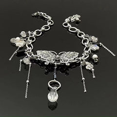 Butterfly beaded pendant o ring choker necklace