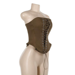 Corset backless lace up tube top