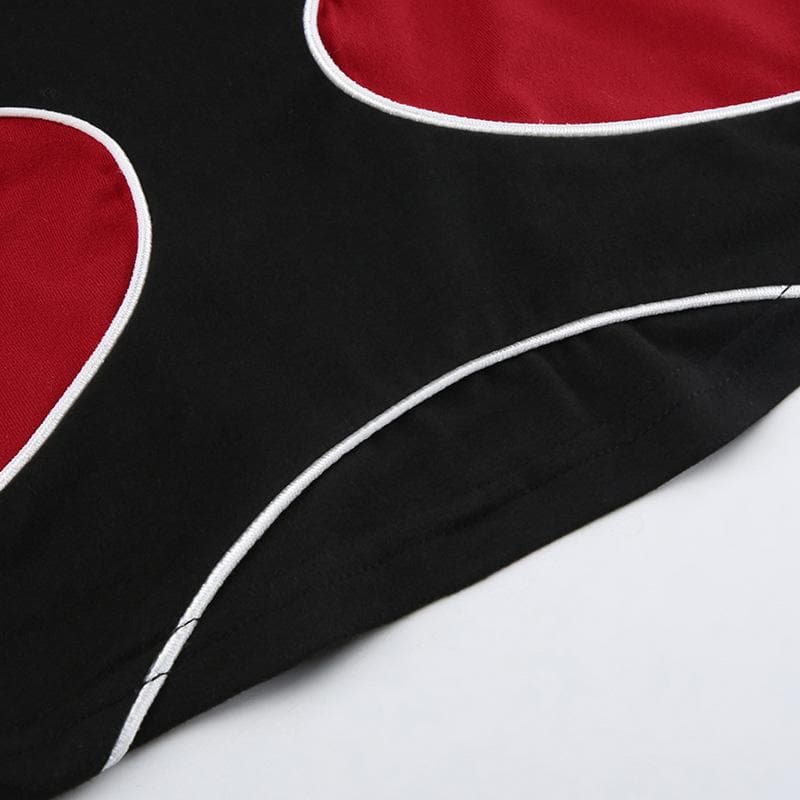 High neck contrast long sleeve "MOODYGIRL" pattern crop top