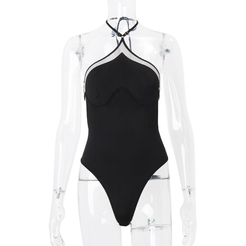Halter backless sweetheart pattern bodysuit