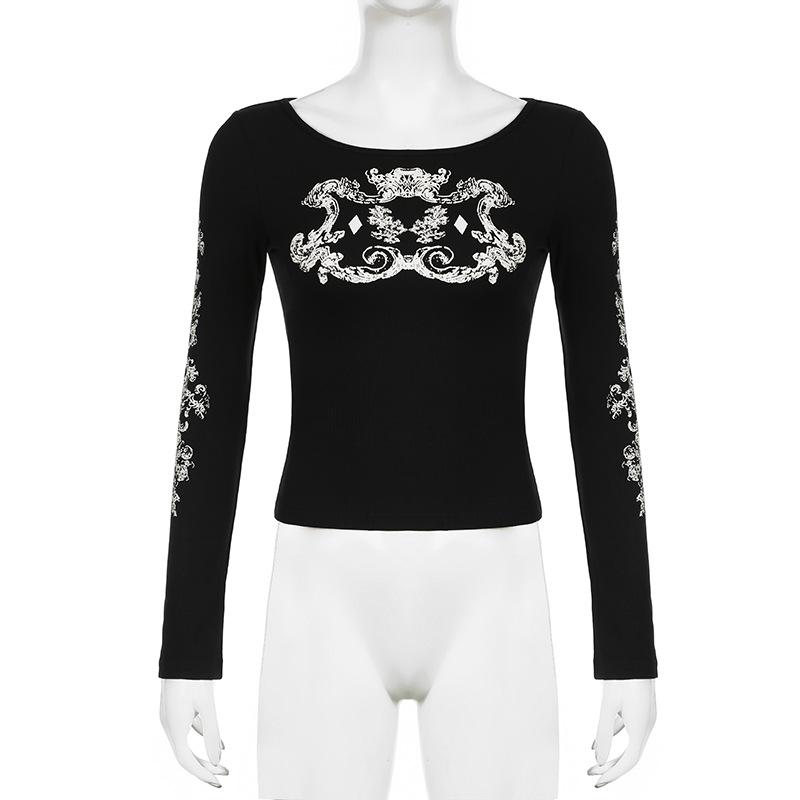 Long sleeve crewneck abstract top