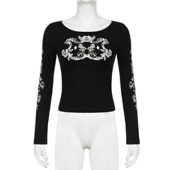 Long sleeve crewneck abstract top