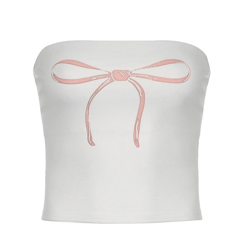 Butterfly print backless tube top