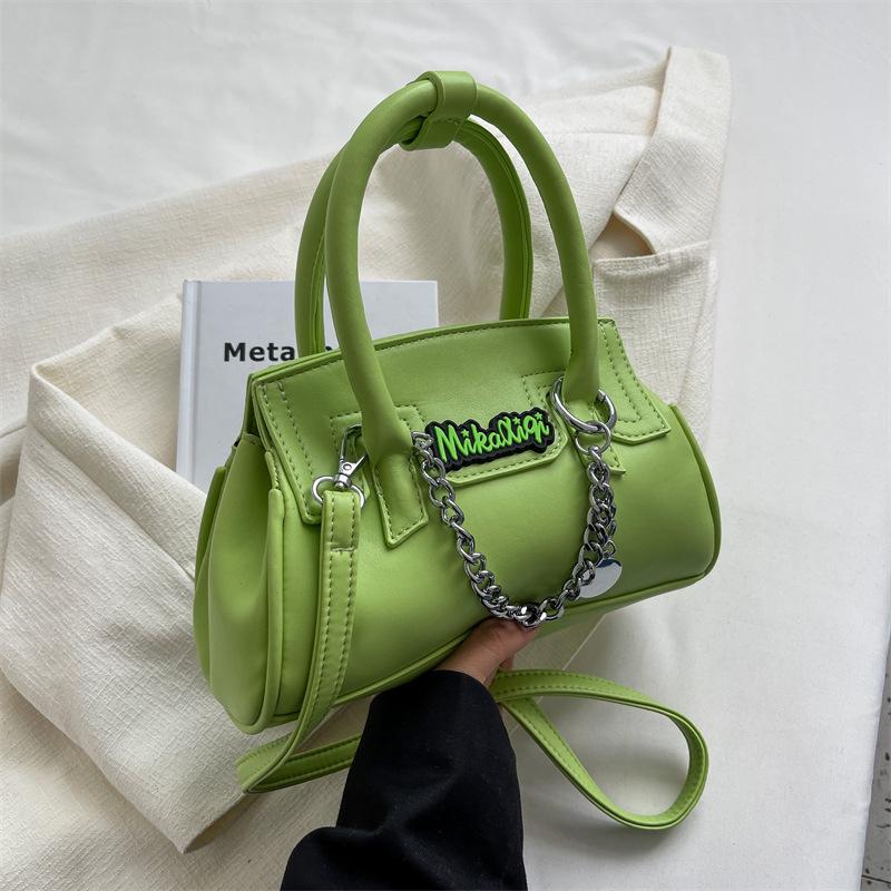 Contrast PU metal chain crossbody purses