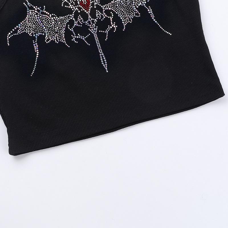 Sleeveless crewneck beaded tank crop top