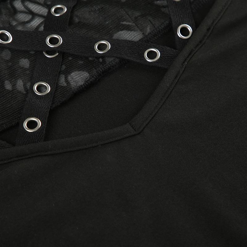 Long sleeve crewneck hollow out top