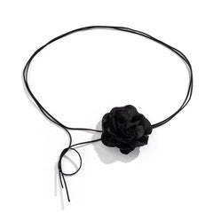 Flower applique self tie waist chain