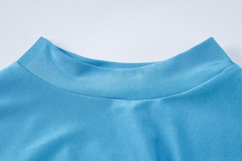 Short sleeve high neck slit solid maxi dress