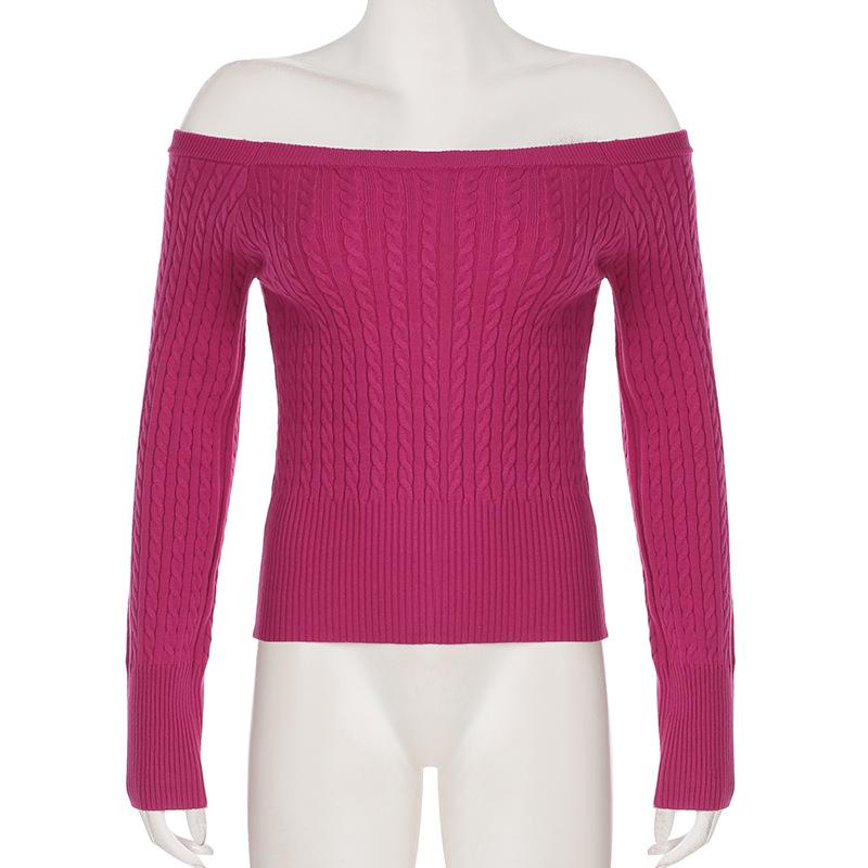 Long sleeve off shoulder solid sweater top