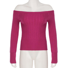 Long sleeve off shoulder solid sweater top