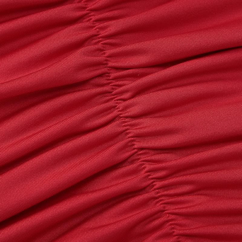 Deep V neck ruched solid mini dress  | red tango dress