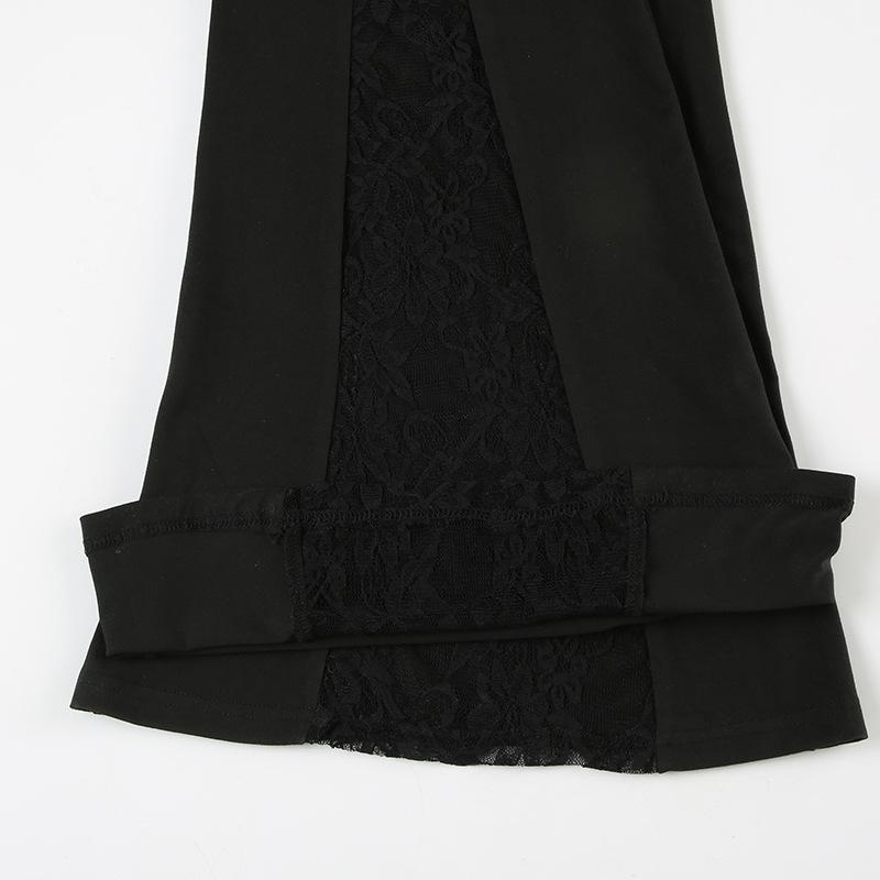 Lace patchwork medium rise pant