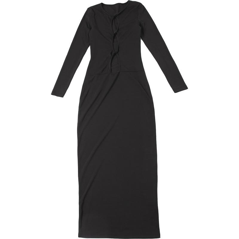Long sleeve hollow out maxi dress