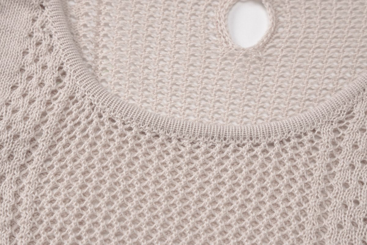 Knitted hollow out backless cami maxi dress