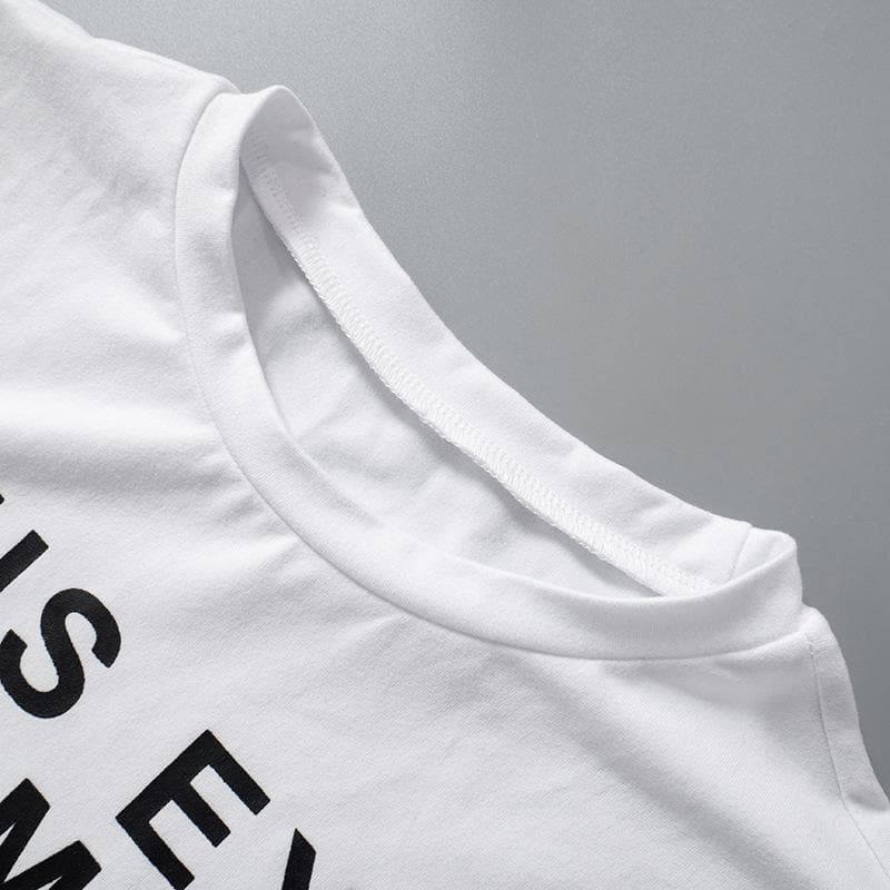 Short sleeve crewneck letter pattern contrast crop top
