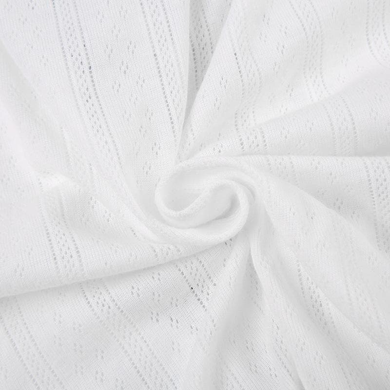 Bowknot hollow out contrast sleeveless textured cut out top