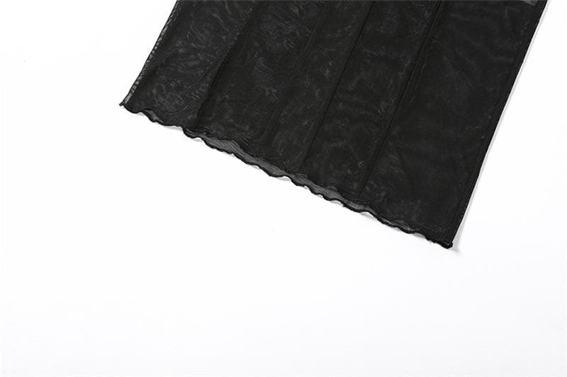 Sleeveless solid sheer mesh see through backless midi dress  | samba dress