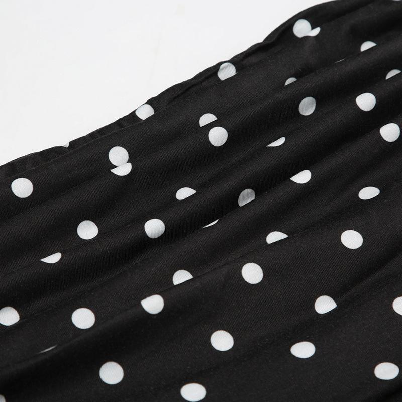 Polka dot off shoulder long sleeve ruched top