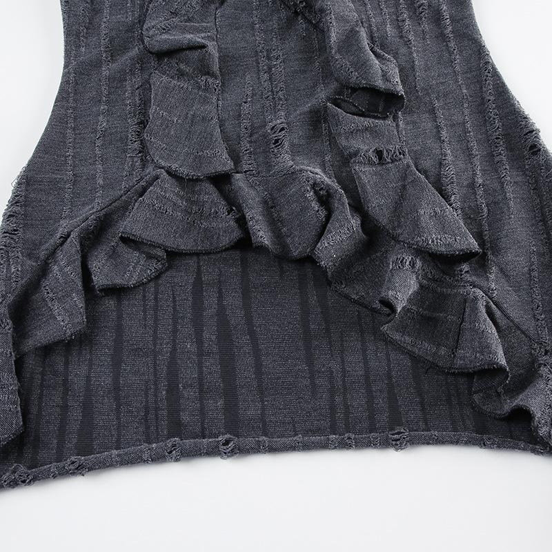 Hoodie long sleeve ruffle top
