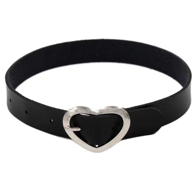 PU leather rivet o ring metal chain necklace