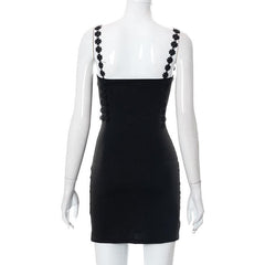 Floral strap square neck dress