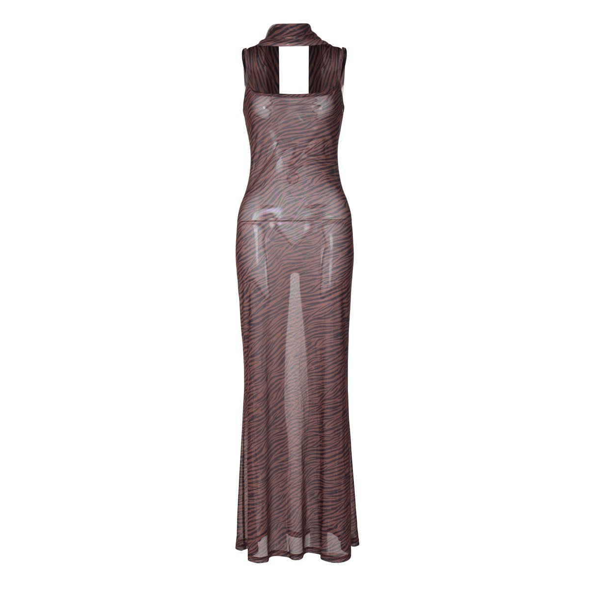 Tiger print sheer mesh cami maxi dress  | samba dress