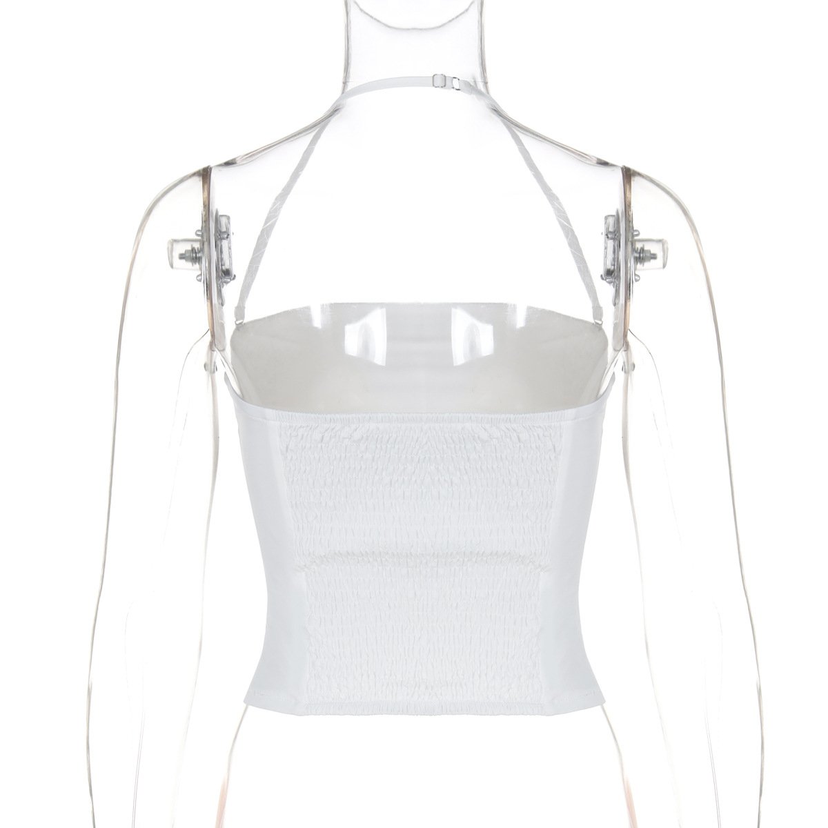 Halter backless ruched solid tube top