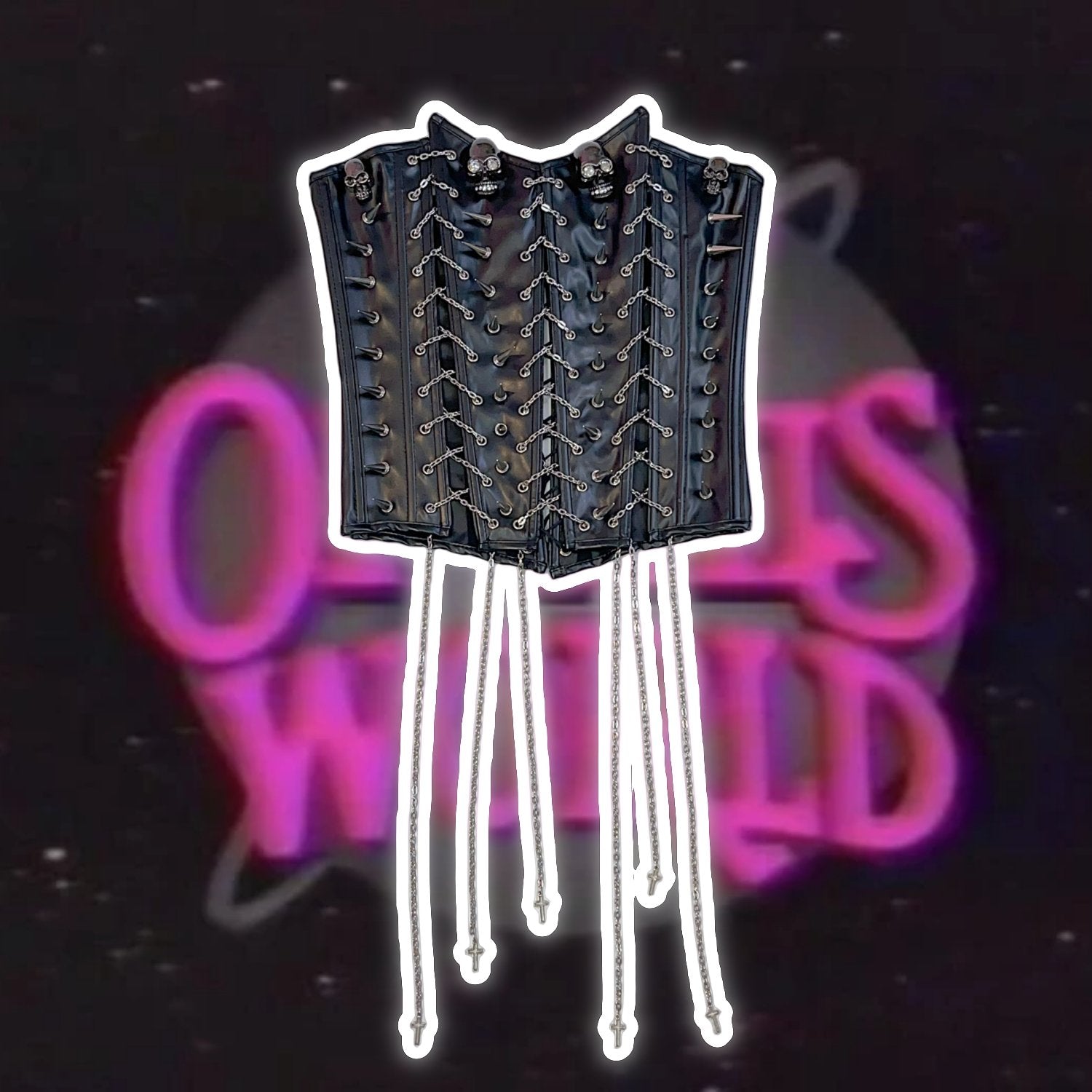 PU leather rivet metal chain tube top