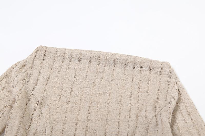 Off shoulder long sleeve knitted ruffle top