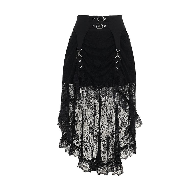 Lace o ring buckle midi skirt