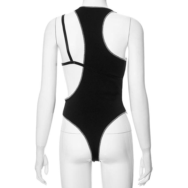 Crewneck stitch hollow out 2 piece bodysuit