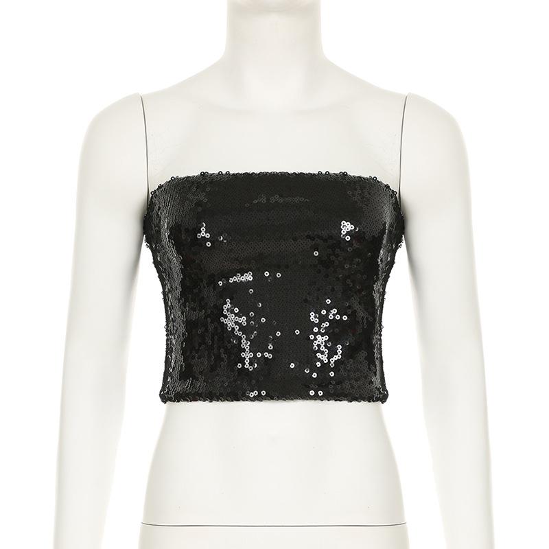 Glitter backless solid tube top