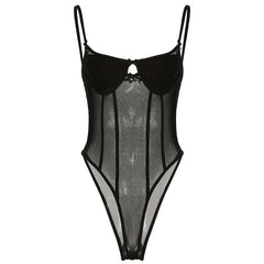 Sweetheart neck corset bowknot mesh cami bodysuit