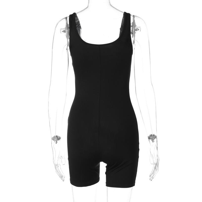 Sleeveless u neck letter print tank romper