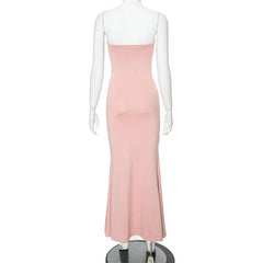 Rose embroidery self tie tube maxi dress