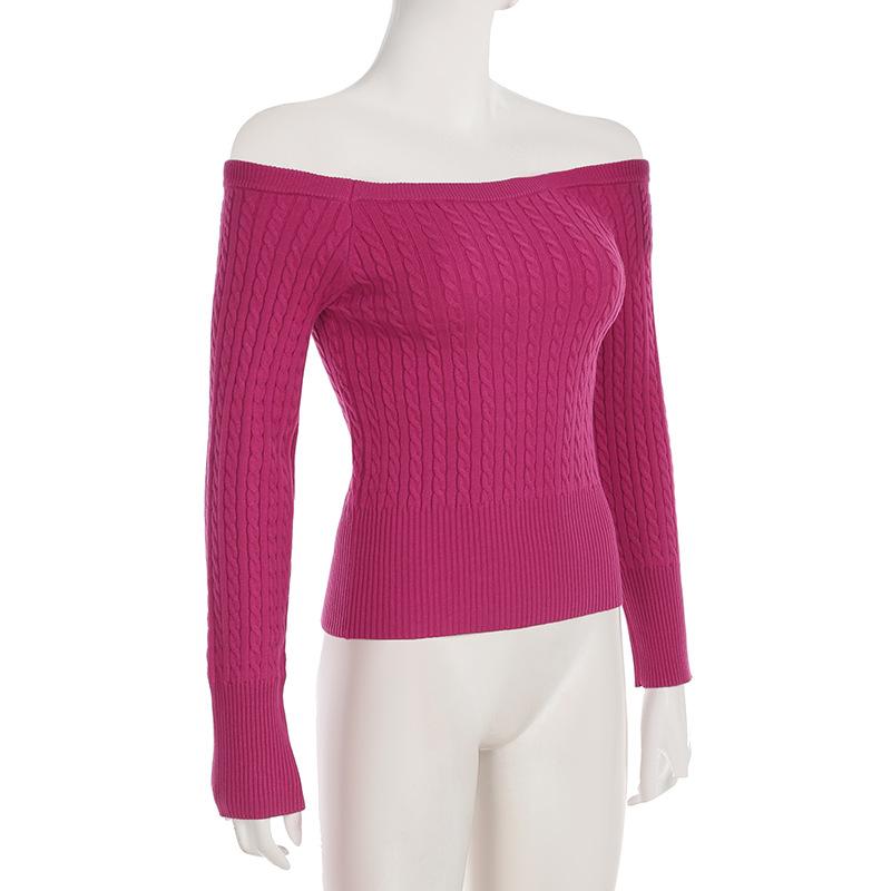 Long sleeve off shoulder solid sweater top