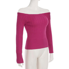 Long sleeve off shoulder solid sweater top