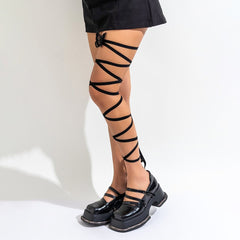 Butterfly applique self tie velvet thigh chain