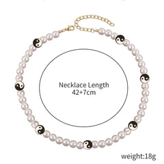 Faux pearl beaded clay necklace