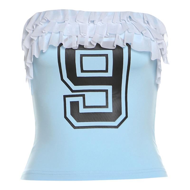 Ruffle â€?â€?pattern backless tube top