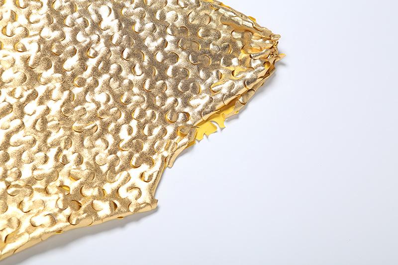 One shoulder irregular metallic textured crop top