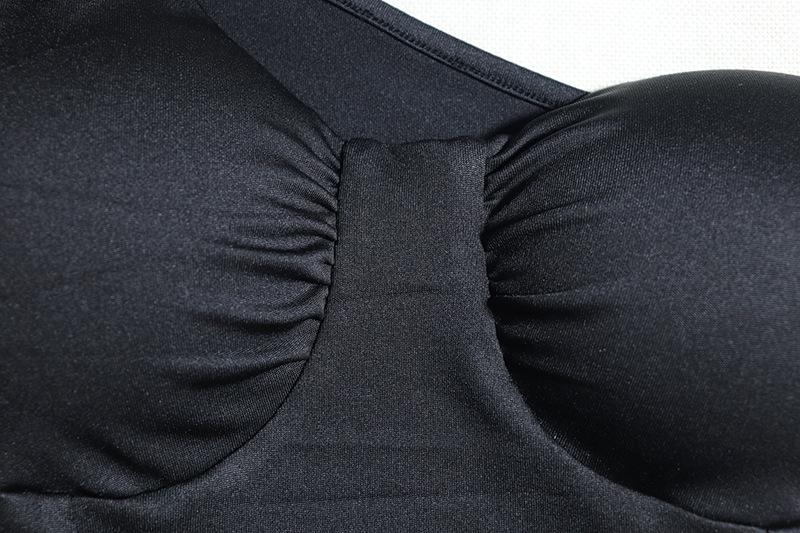 Off shoulder padded solid ruffle mini dress