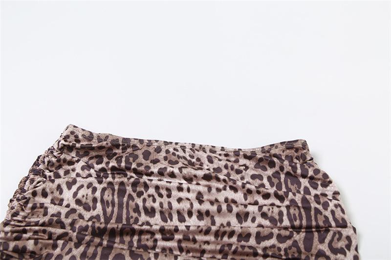 Leopard print halter self tie 3 piece mini skirt set
