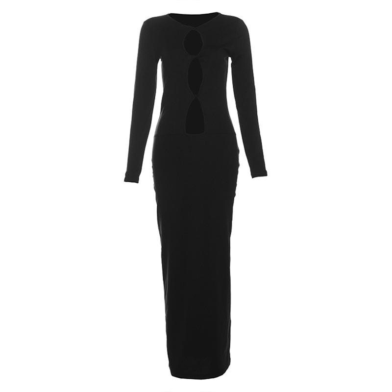 Long sleeve hollow out maxi dress