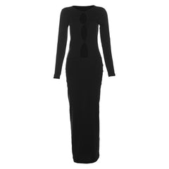 Long sleeve hollow out maxi dress