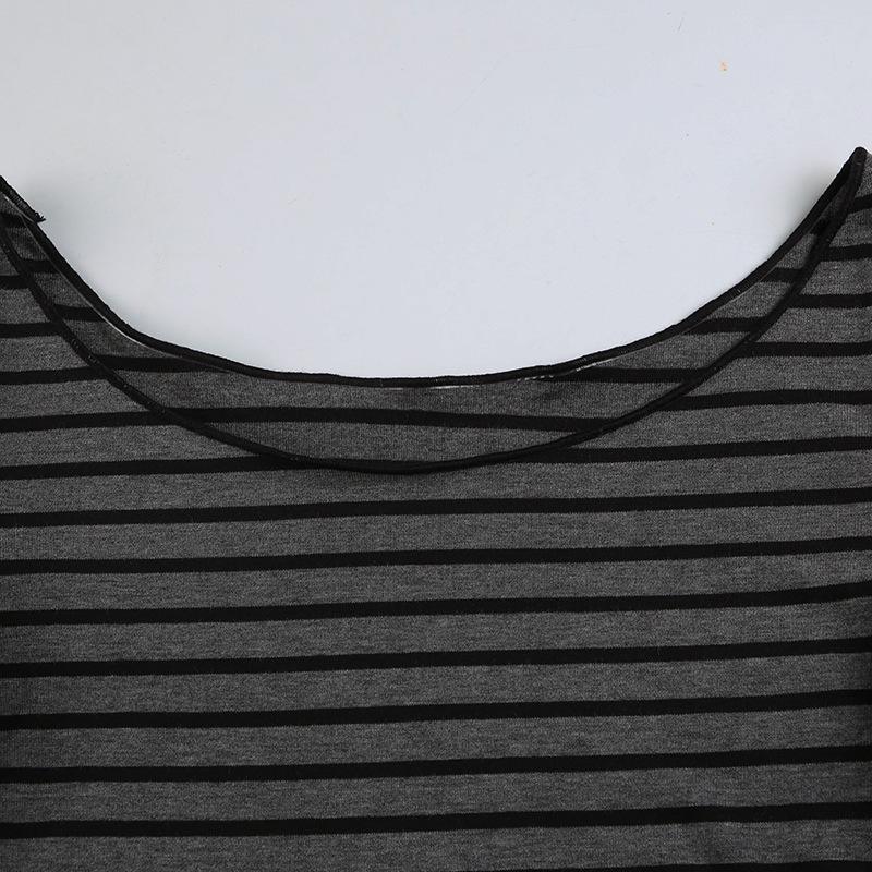 Long sleeve off shoulder striped top