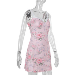 Sweetheart neck flower print cami mini dress