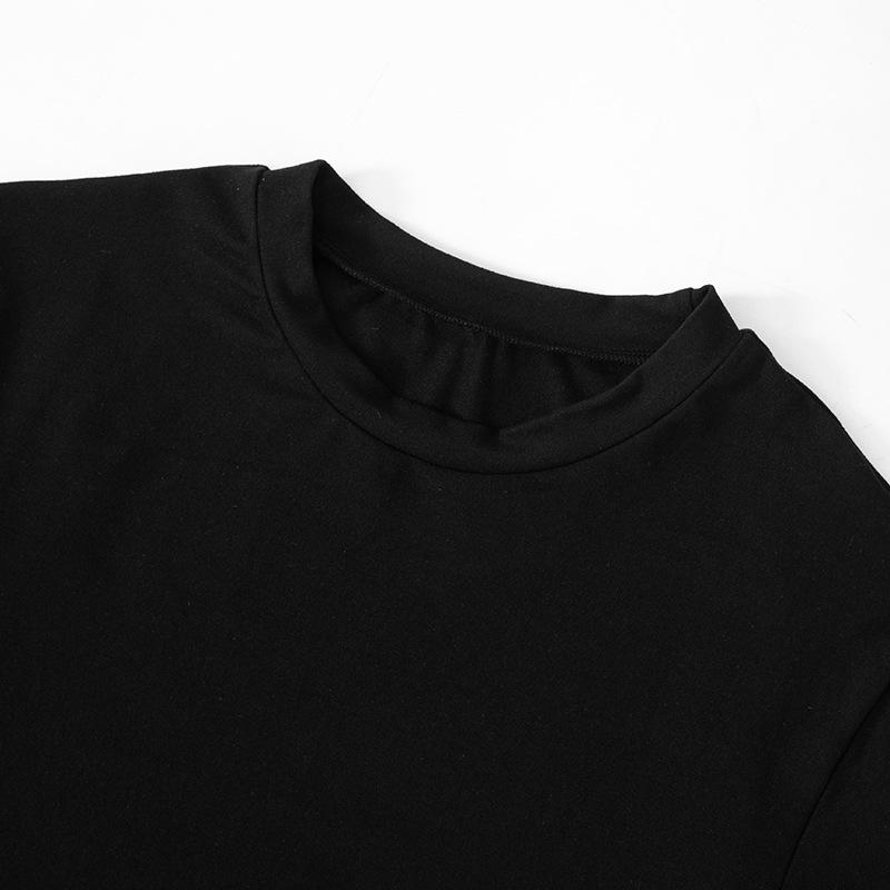 Long sleeve crewneck solid slit top
