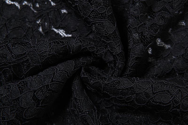 Lace ruffle solid irregular maxi skirt