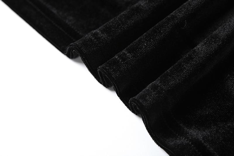 One shoulder irregular hollow out velvet mesh maxi dress